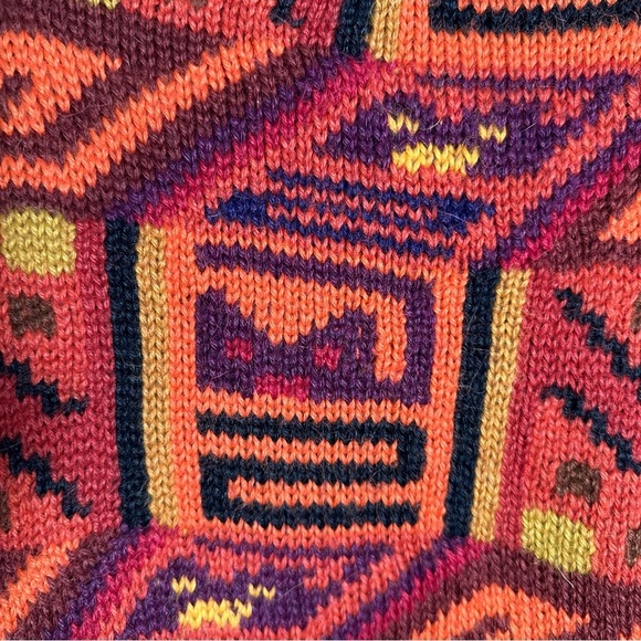 Sumac Alpaca by Perez Southwestern Cardigan Sweater, Large, Orange Red - Picture 7 of 10